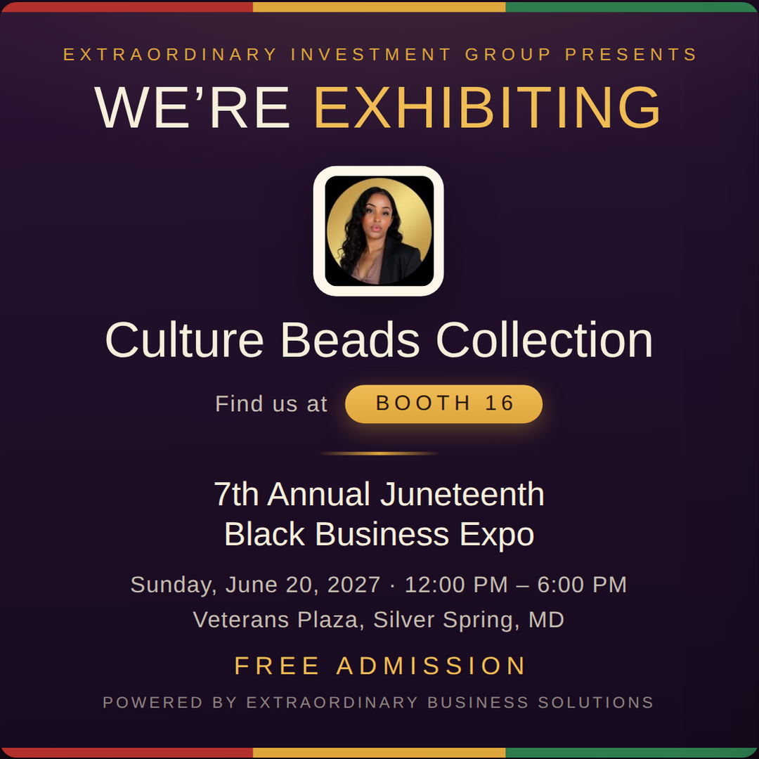 Square social post graphic announcing Culture Beads Collection at Booth 16